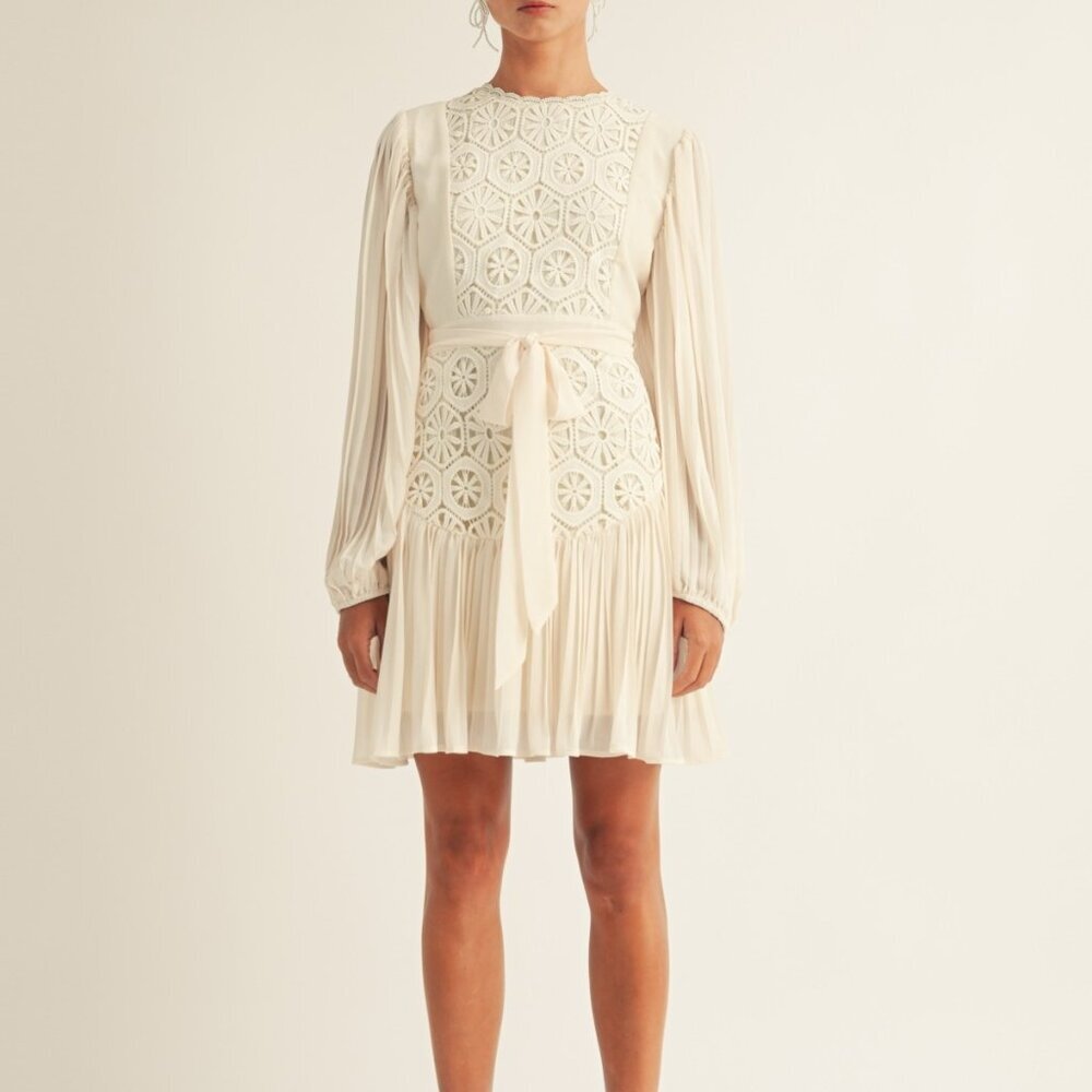 🤍 AROSE Studio Jules Cream Lace & Chiffon A-Line Dress NWT Size Small